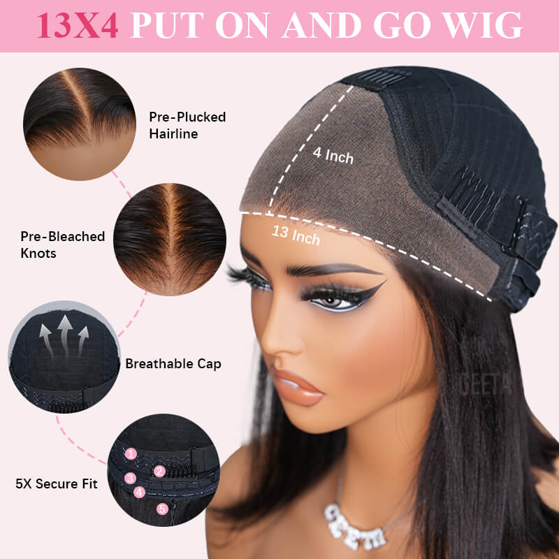 Reddish Brown Color 3D Body Wave 13x4 Lace Front Wig Put On and Go Invisi Drawstring Wig