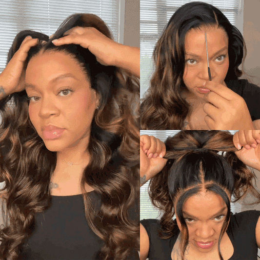 Balayage Brown Highlight 3D Body Wave 13x4 Lace Front Invisi Drawstring Put On and Go Glueless Lace Wig Flash Sale