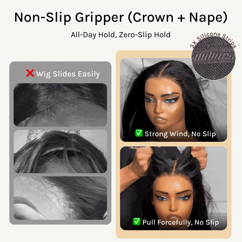 Klaiyi Ombre Chestnut Brown Yaki Straight Put On and Go Glueless Wig 7x5 Bye Bye Knots And 13x4 Lace Frontal Human Hair Wigs with Invisi Drawstring