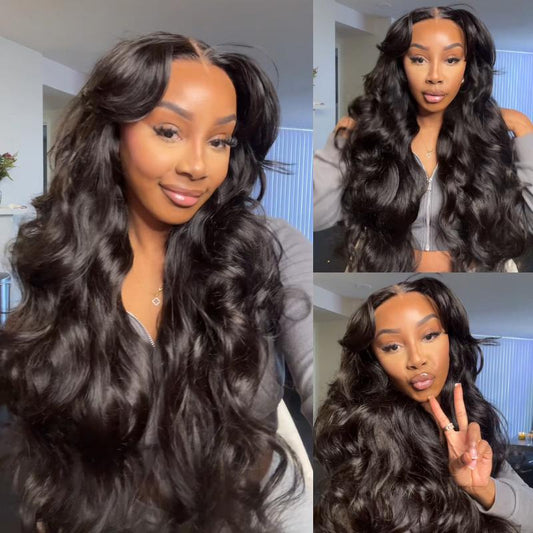 Geeta Pre-Cut Lace Put On And Go Glueless Wig 13x4 Loose Body Wave Lace Front Wigs with Curtain Bangs 180% Density
