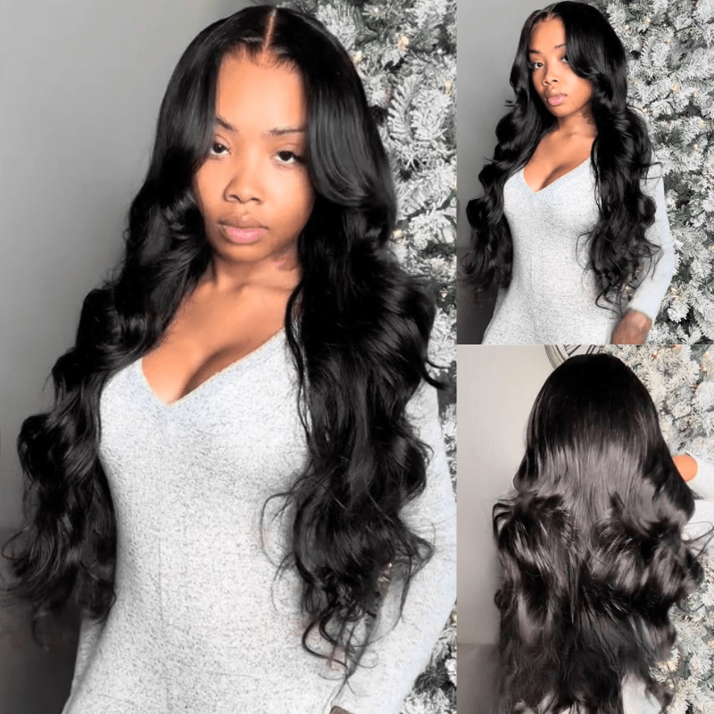 Geeta Pre-Cut Lace Put On And Go Glueless Wig 13x4 Loose Body Wave Lace Front Wigs with Curtain Bangs 180% Density