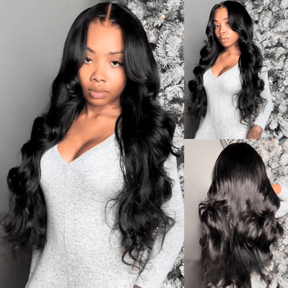 Geeta Pre-Cut Lace Put On And Go Glueless Wig 13x4 Loose Body Wave Lace Front Wigs with Curtain Bangs 180% Density