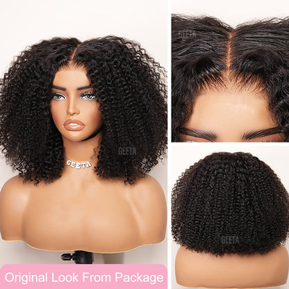 Glueless Wig Curly Human Hair 13x4 Lace Frontal Short Bob Wig Pre Plucked Natural Hairline Flash Sale