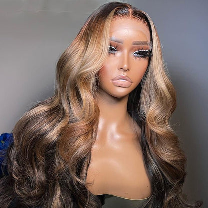 Geeta Highlight Blonde 13×6/4×4 Lace Body Wave Lace Front Ombre Light Blonde Color HD Lace Human Hair Wigs
