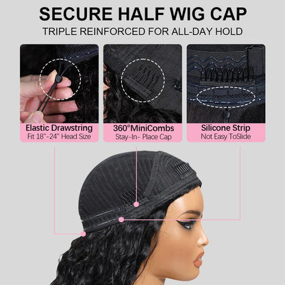 Kinky Straight Flip Over Half Wig Invisi Drawstring Glueless Put On And Go Wig Flash Sale