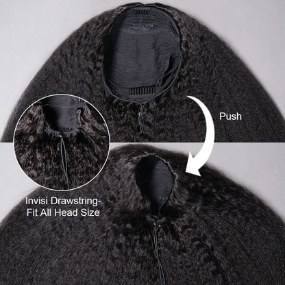 Kinky Straight Flip Over Half Wig Invisi Drawstring Glueless Put On And Go Wig Flash Sale