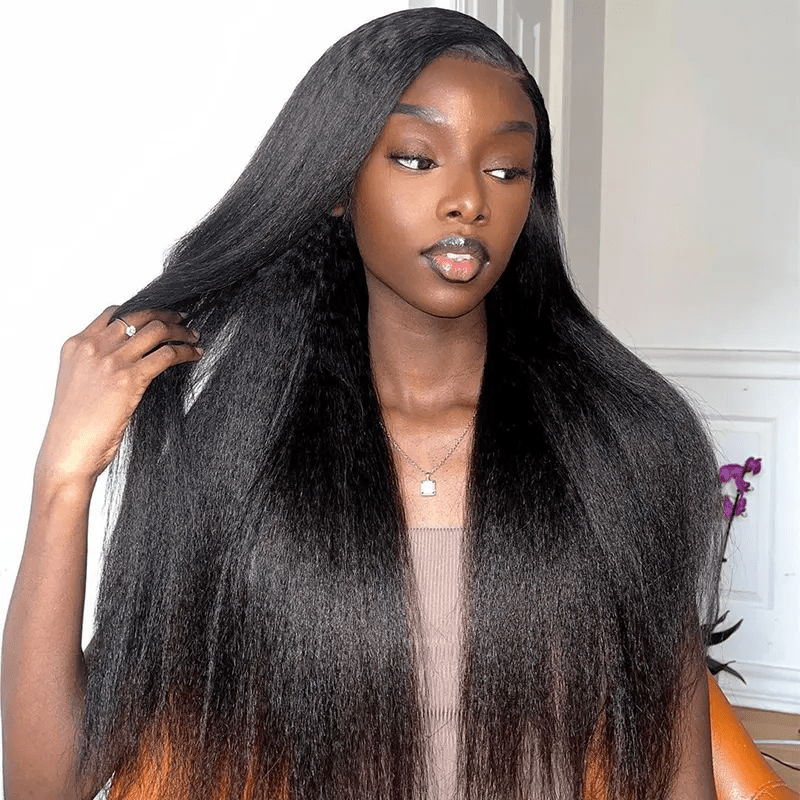 Kinky Straight Flip Over Half Wig Invisi Drawstring Glueless Put On And Go Wig Flash Sale