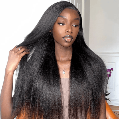 Kinky Straight Flip Over Half Wig Invisi Drawstring Glueless Put On And Go Wig Flash Sale