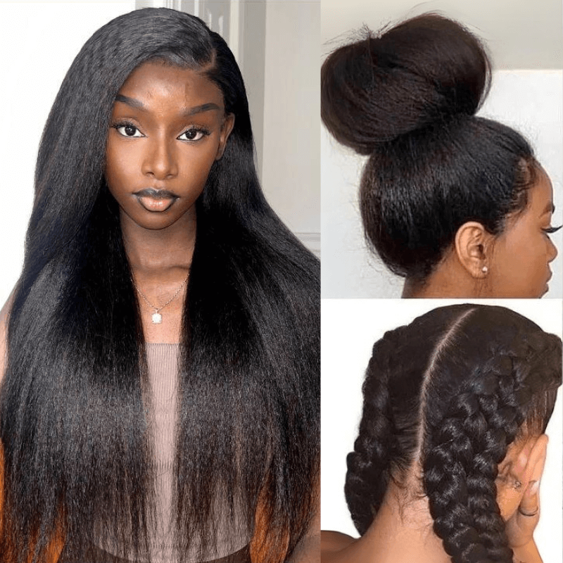 Kinky Straight Flip Over Half Wig Invisi Drawstring Glueless Put On And Go Wig Flash Sale