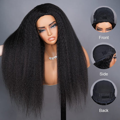 Kinky Straight Flip Over Half Wig Invisi Drawstring Glueless Put On And Go Wig Flash Sale