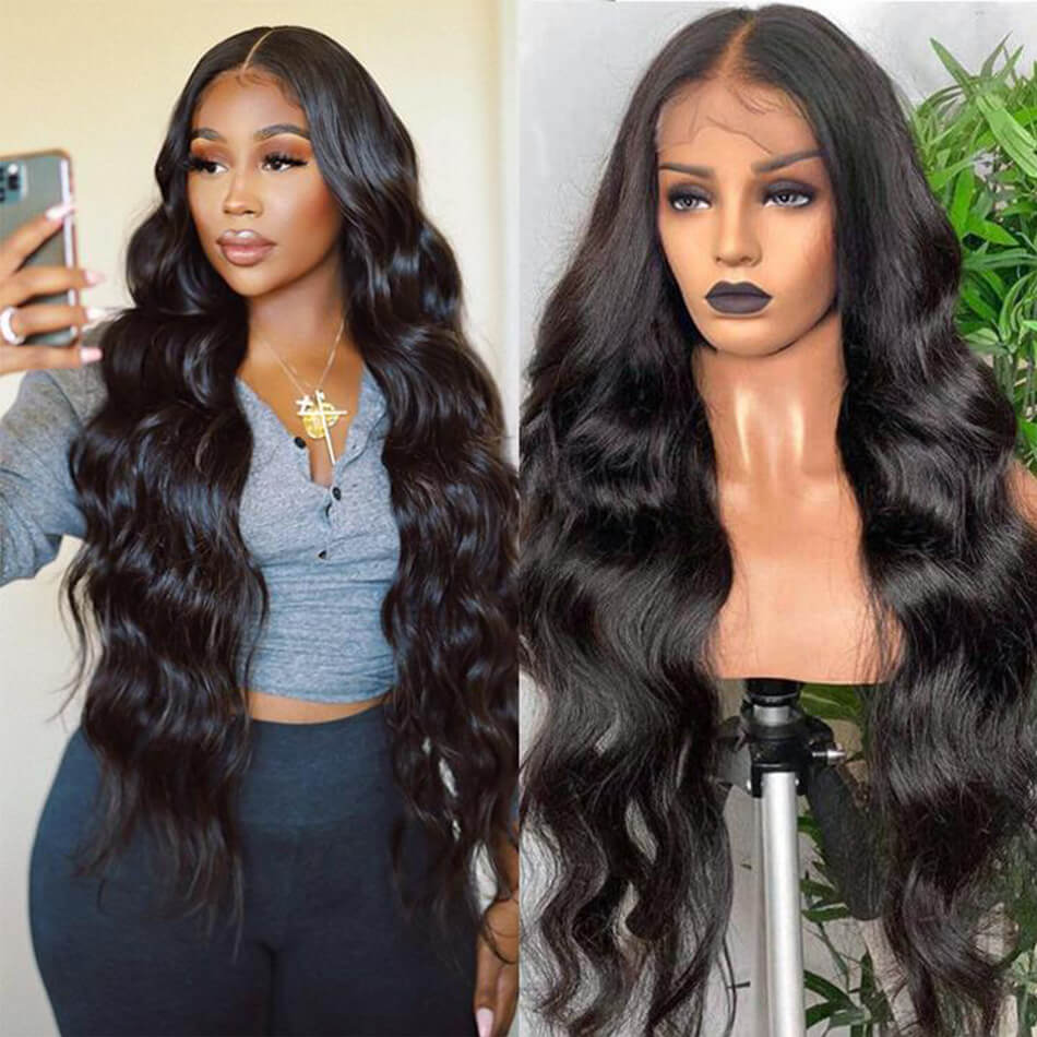 Geeta 4x4/13x6 HD Lace Closure Body Wave Hair Pre Plucked Natural Hairline Glueless Human Hair Wig