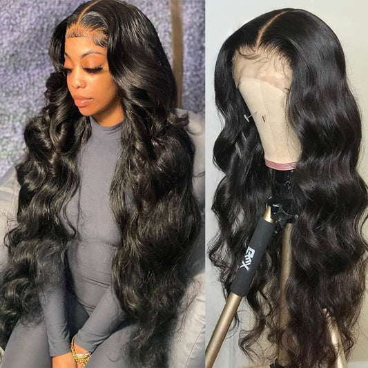 Geeta 4x4/13x6 HD Lace Closure Body Wave Hair Pre Plucked Natural Hairline Glueless Human Hair Wig