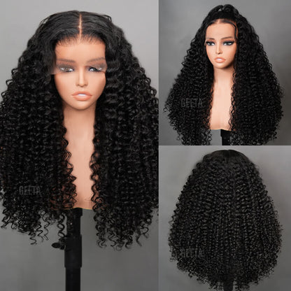 $179 26Inch Deep Curly Glueless 6x4 / 13x4 Transparent Lace Front Wig Pre Plucked Brazilian Human Hair Wig Flash Sale