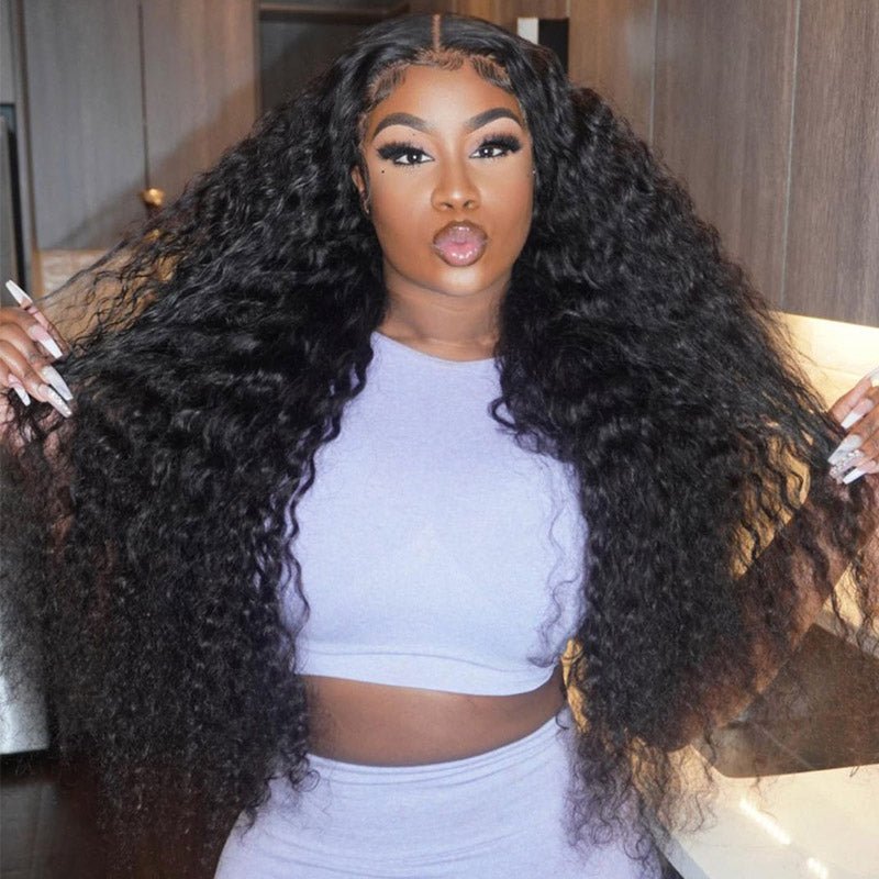 $179 26Inch Deep Curly Glueless 6x4 / 13x4 Transparent Lace Front Wig Pre Plucked Brazilian Human Hair Wig Flash Sale
