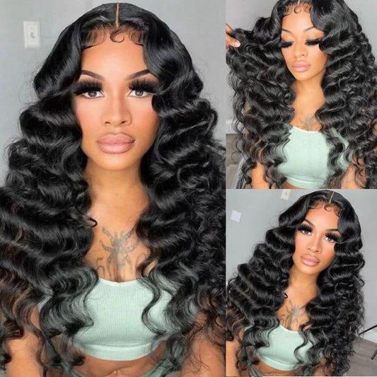 Geeta Natural Crimps Curls Loose Deep Wave HD Lace Frontal Glueless Wig Flash Sale