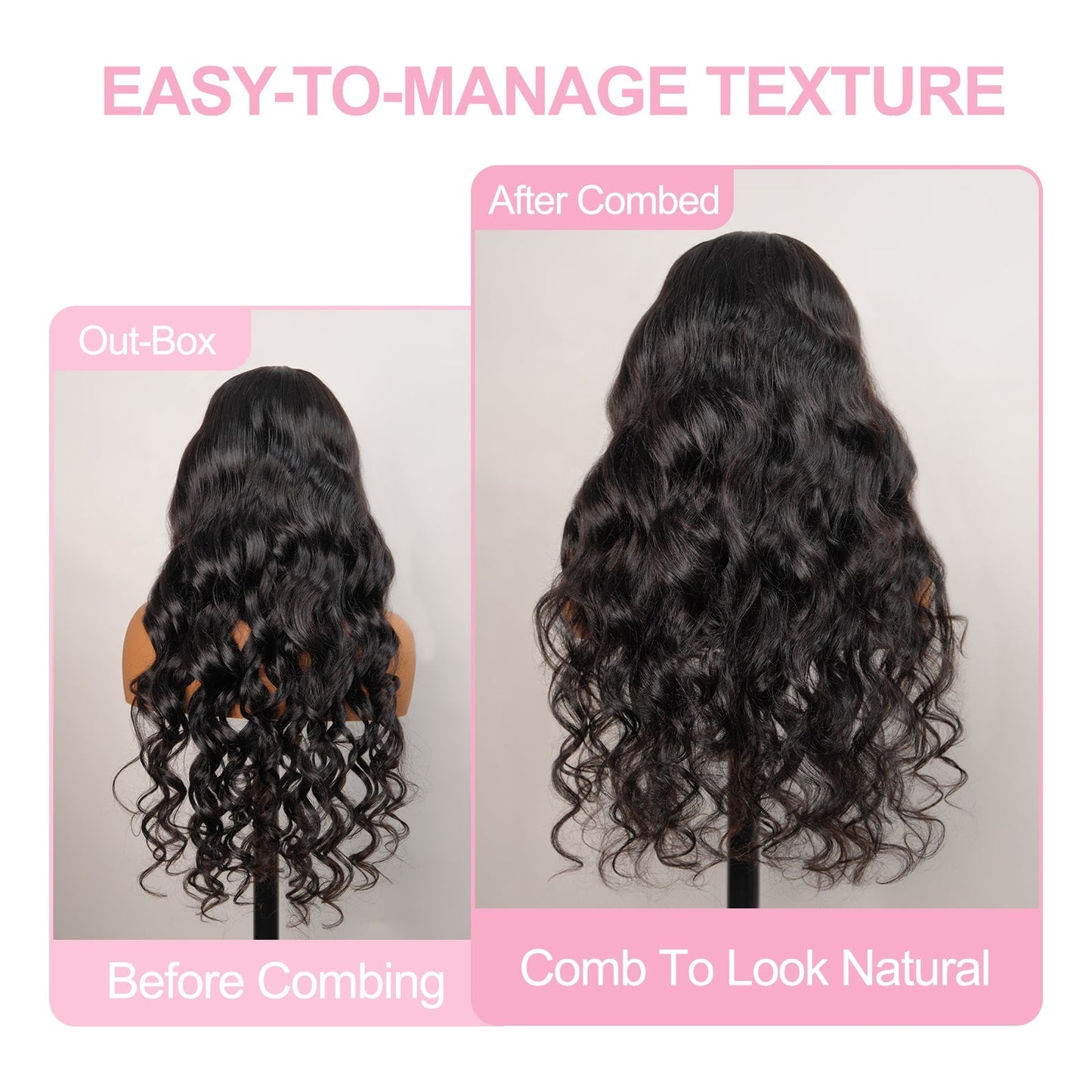 Raw Glueless Wig Bouncy Loose Wave 13x4 /  7x5 Lace Front Human Hair Wigs For Women