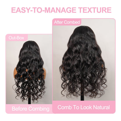 Raw Glueless Wig Bouncy Loose Wave 13x4 /  7x5 Lace Front Human Hair Wigs For Women