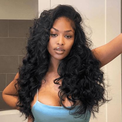 Geeta 300% Density Long Wavy 13x6 Lace Frontal Human Hair Wig 4x6 Pre Cut Glueless Wigs For Black Women