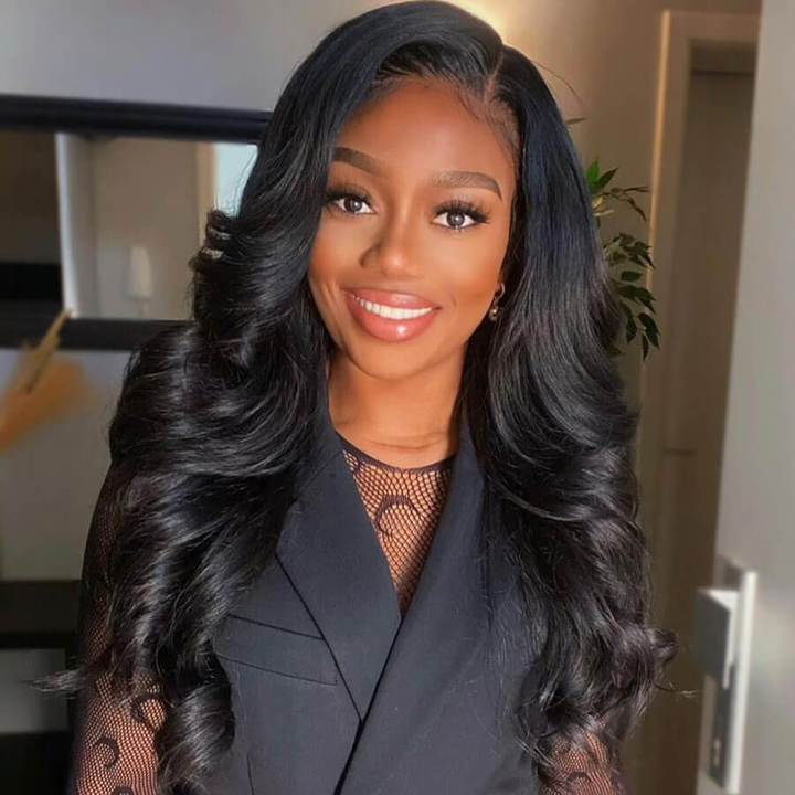 300% Density 3D Body Wave 13x6 Lace Frontal Wig Human Hair Pre Plucked Gluless Wig No Code Needed