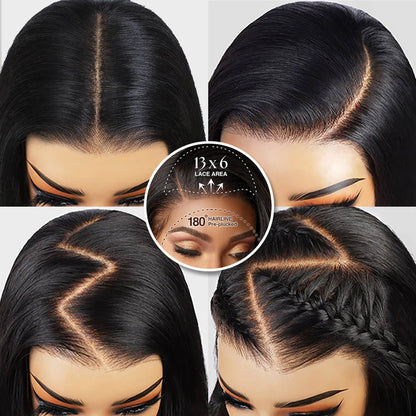 300% Density 3D Body Wave 13x6 Lace Frontal Wig Human Hair Pre Plucked Gluless Wig No Code Needed