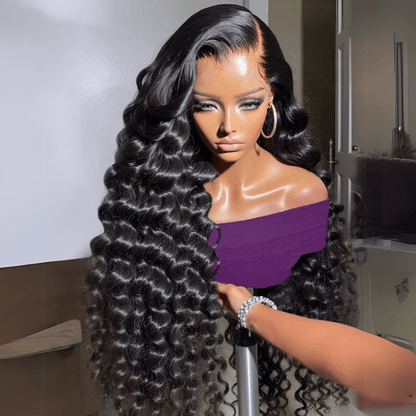 Geeta Natural Crimps Curls Loose Deep Wave HD Lace Frontal Glueless Wig Flash Sale