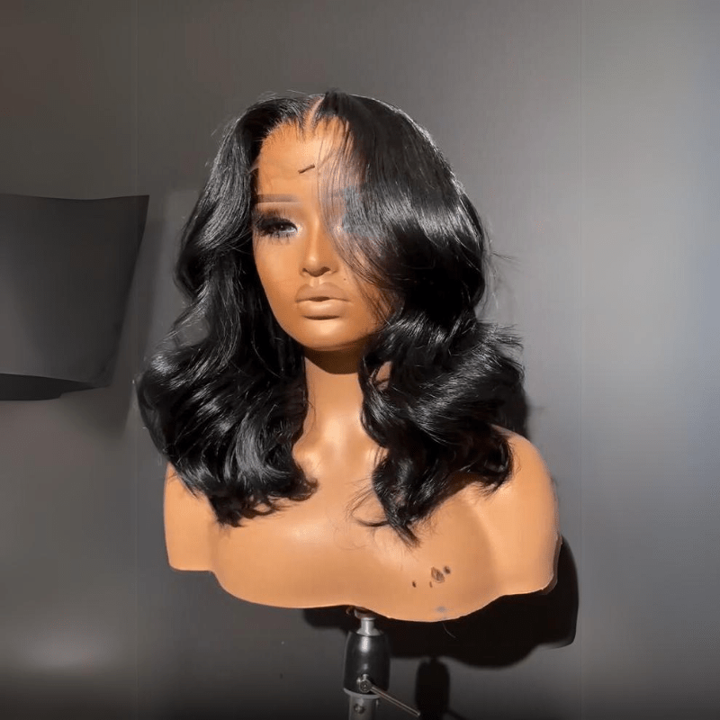 Wear And Go Glueless Human Hair Bob Wig Brazilian Body Ocean Wave 13x4 Lace Front Pre Plucked Human Wigs Flash Sale