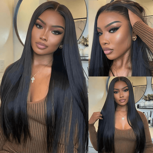 $179 26Inch Straight Hair Transparent Lace Glueless Wigs Human Hair 180% Density Flash Sale