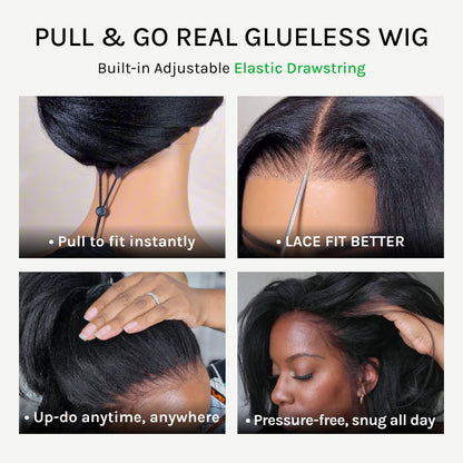 Klaiyi Ombre Chestnut Brown Yaki Straight Put On and Go Glueless Wig 7x5 Bye Bye Knots And 13x4 Lace Frontal Human Hair Wigs with Invisi Drawstring