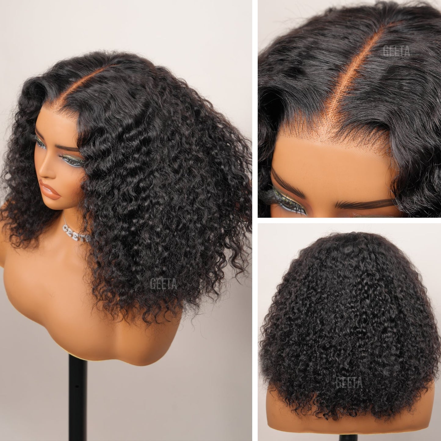 250% Density Kinky Curly 7x5 / 13x4 Lace Front Bob Wigs Glueless Human Hair Wig Flash Sale