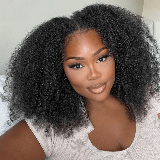 Geeta Kinky Curly Upgrade V part Wig Glueless With Invisi Drawstring 100% Human Hair Flash Sale