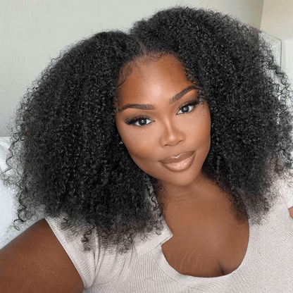 Geeta Kinky Curly Upgrade V part Wig Glueless With Invisi Drawstring 100% Human Hair Flash Sale