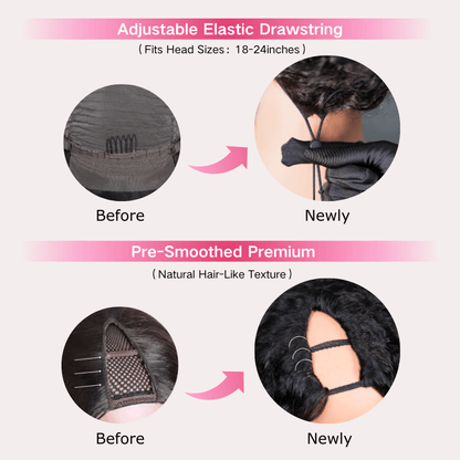 Geeta Kinky Curly Upgrade V part Wig Glueless With Invisi Drawstring 100% Human Hair Flash Sale