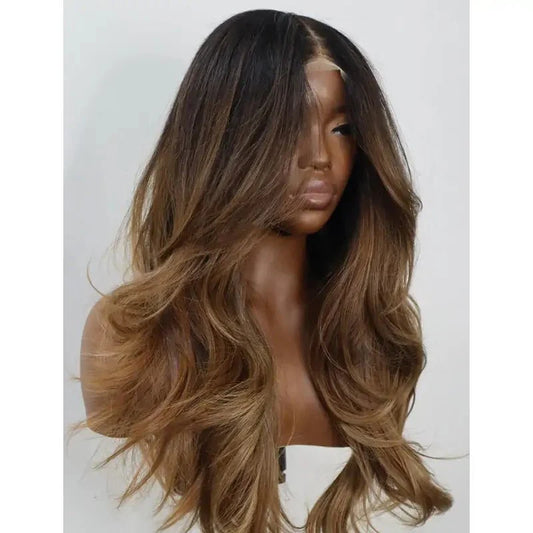 Warm Dark Blonde 13x4 Lace Front Glueless Wigs Natural Loose Wave Layer Cut Human Hair Wigs