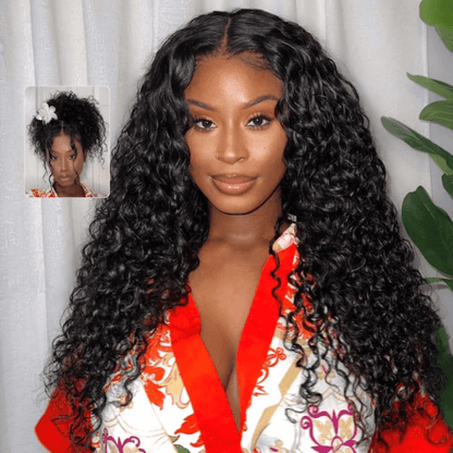 Water Wave & Curly Mixed 13x4 Pre-Everything Lace Frontal Human Hair Glueless Wig