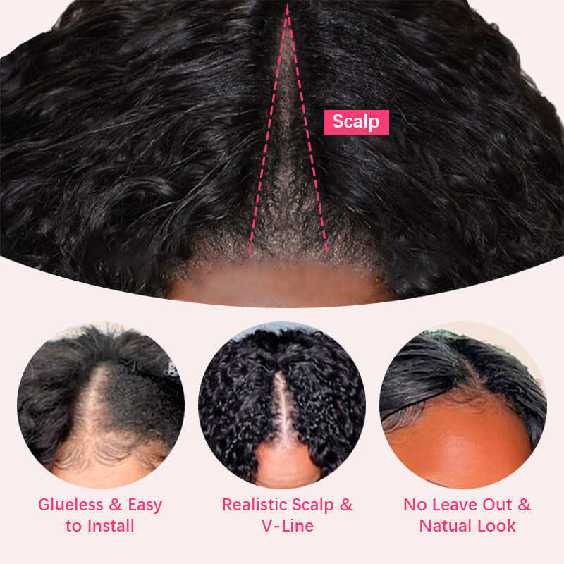 Geeta Kinky Curly Upgrade V part Wig Glueless With Invisi Drawstring 100% Human Hair Flash Sale