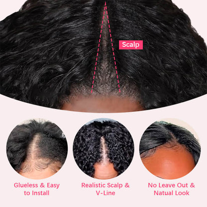Geeta Kinky Curly Upgrade V part Wig Glueless With Invisi Drawstring 100% Human Hair Flash Sale