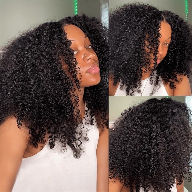 Geeta Kinky Curly Upgrade V part Wig Glueless With Invisi Drawstring 100% Human Hair Flash Sale