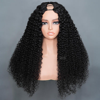 Geeta Kinky Curly Upgrade V part Wig Glueless With Invisi Drawstring 100% Human Hair Flash Sale