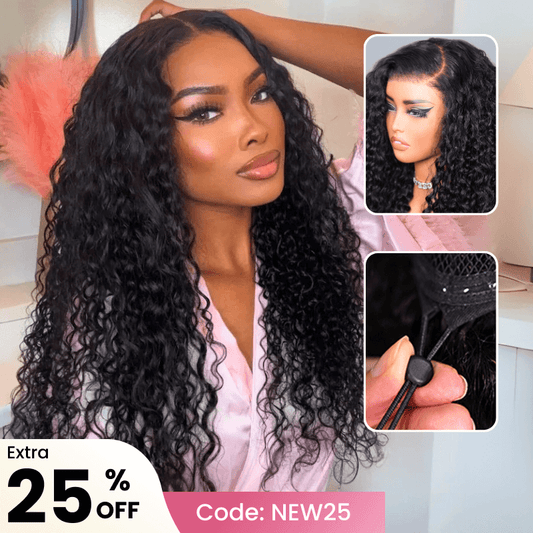 Water Wave & Curly Mixed 13x4 Pre-Everything Lace Frontal Human Hair Glueless Wig